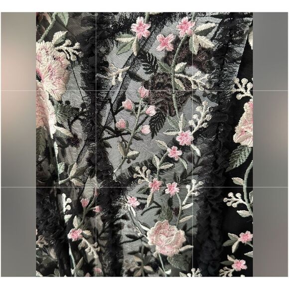 Mac Duggal Embroidered One Shoulder Gown Black Floral Lace up Dress NWT - Picture 10 of 16